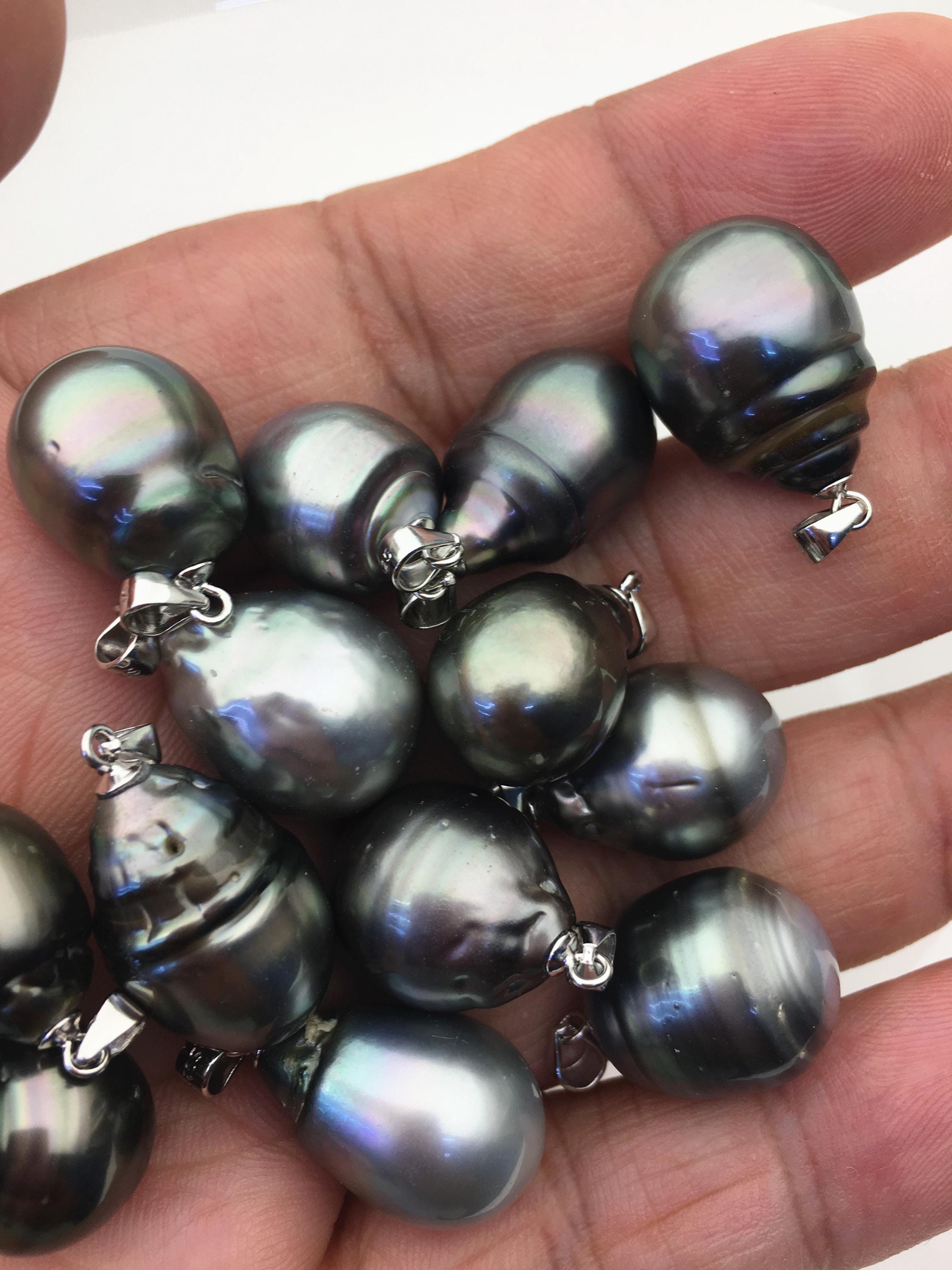 1pc 12-15mm Big Genuine Drop Tahitian Pearl Pendant, Natural