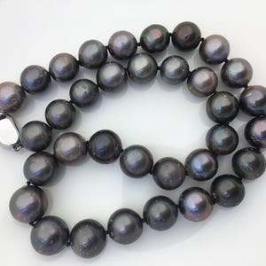 17.5&#39;&#39; AA 11-14mm Natural Brown Black round Tahitian pearl Necklace,natural color,Genuine Tahitian Pearl Necklace,NPN1-079-3