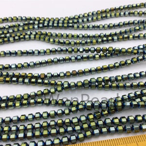 Verde hematita, cuentas hexagonales facetadas, AAA, 102 cuentas, 15,5 pulgadas, G50-OTH4-002-1