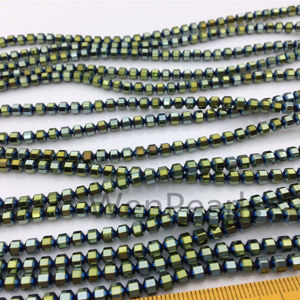Hematite Green,faceted hexagon beads,AAA, 102 beads,15.5 inches,G50-OTH4-002-1
