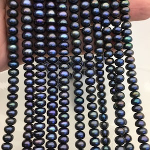 AAA 6-7mm deep blue green button round freshwater pearls,6mm Rondelle pearl Beads,SM6-T11
