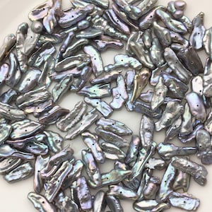 20pcs AA+ 6-8mm Gray Keshi Biwa keshi Freshwater Pearl,0.7mm center drill hole,ZS-T17