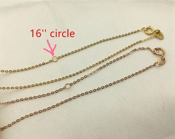 0.97-1grams Heavy 18'' adjust 16'' 18k Solid Gold yellow gold chain 750 for pendant, 45cm solid gold italy chain necklace,ASG-NC-1