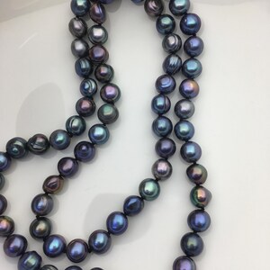 AA+ 26'' 9-10mm potato Green Black pearl Necklace,deep blue Pearl necklace,NPN1-T6