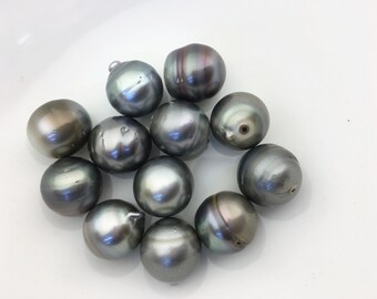 12pcs 12.5-13.5mm gray Oval Rice Tahitian Pearl,no hole, TH-temp-034