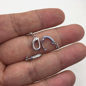 2 ganchos colgantes de plata de ley S925 con circonita cúbica de 6,5*13 mm, para colgantes, para bricolaje, venta al por mayor, ASL-P-020 imagen 3