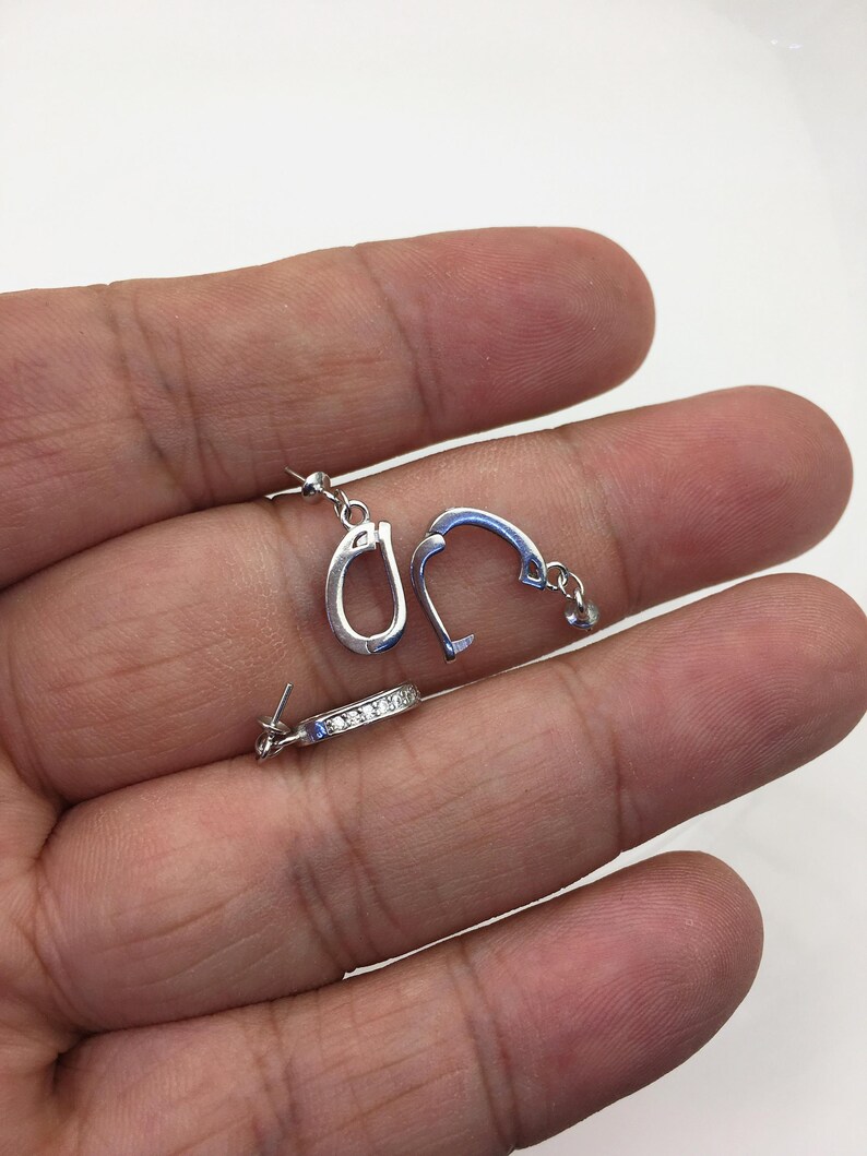 2 ganchos colgantes de plata de ley S925 con circonita cúbica de 6,5*13 mm, para colgantes, para bricolaje, venta al por mayor, ASL-P-020 imagen 3