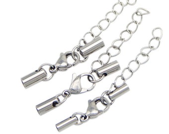 5pcs 2.2mm 3.2mm hole round leather cord bracelet necklace lobster clasp,stainless steel necklace bracelet clasp, AAL-002