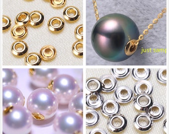 5 pairs S925 Sliver White/Yellow 3.5mm/4.5mm Bead Grommet with 1.8mm Pearl Hole,for DIY,wholesale,ASL-007-1