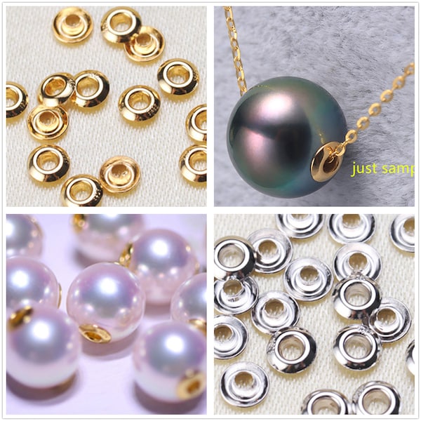 5 pairs S925 Sliver White/Yellow 3.5mm/4.5mm Bead Grommet with 1.8mm Pearl Hole,for DIY,wholesale,ASL-007-1