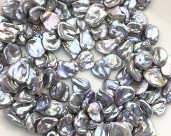 13pcs AAA 13-16mm Black Keshi Pearls,0.9mm Bottom Half Hole 13pcs AAA 13-16mm Black Keshi Pearls,0.9mm Bottom Half Hole