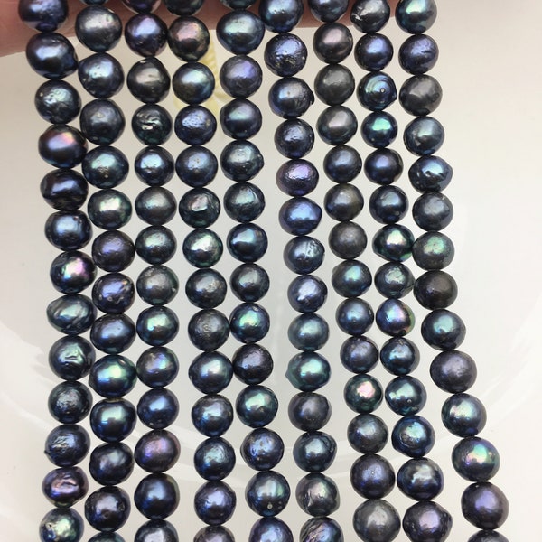 A 7-8mm blue potato freshwater pearls,loose pearls,beading supplies,CR7-T5