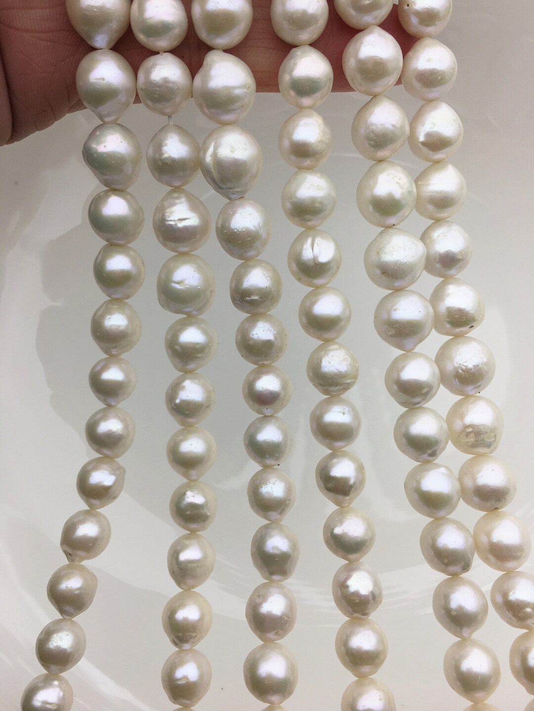 AA 810mm White Oval Near Round Freshwater Pearl Full Strand Etsy