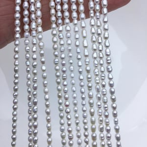 High Luster!AA+ 2.5-3x3-4mm white rice pearls,genuine pearl,Cultured pearl,diy pearl beads,LR2-T7