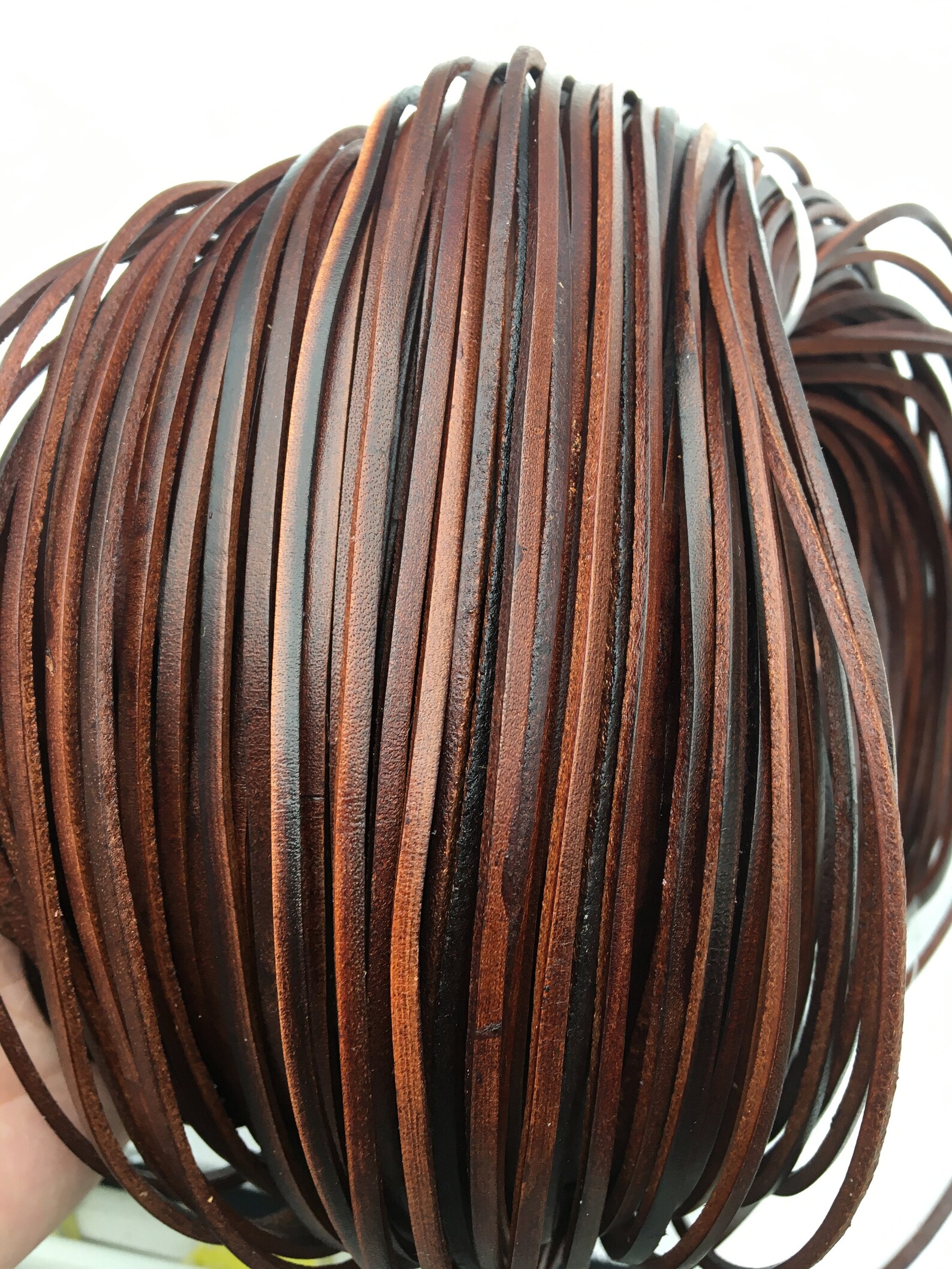 3-4mmx2mm Flat Brown Color Leather CordSelect | Etsy