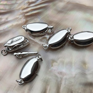 High Quality 925  Sterling Silver white gold Bean Shaped Clasp,Easy Push Clasp for pearl bracelet necklace,DIY clasp,ASL-CL-015