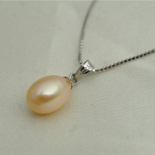 Floating Single White Pearl Dainty Silver Chain Necklace - Etsy