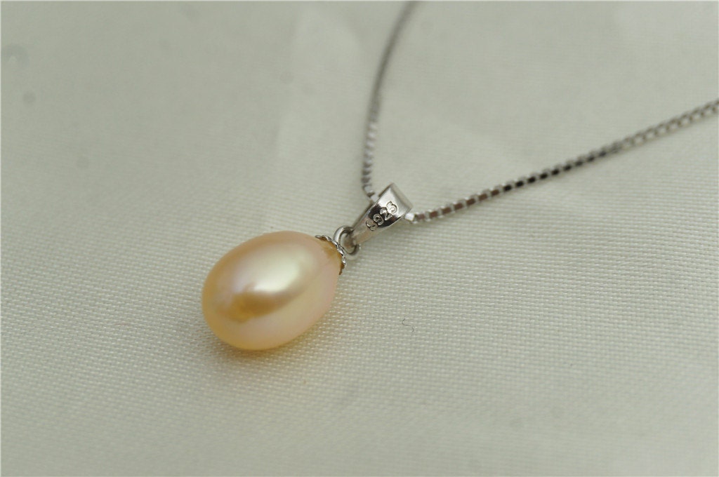 AAA 9mm White Oval Pearl Pendant Necklaceselect Pearl Color - Etsy