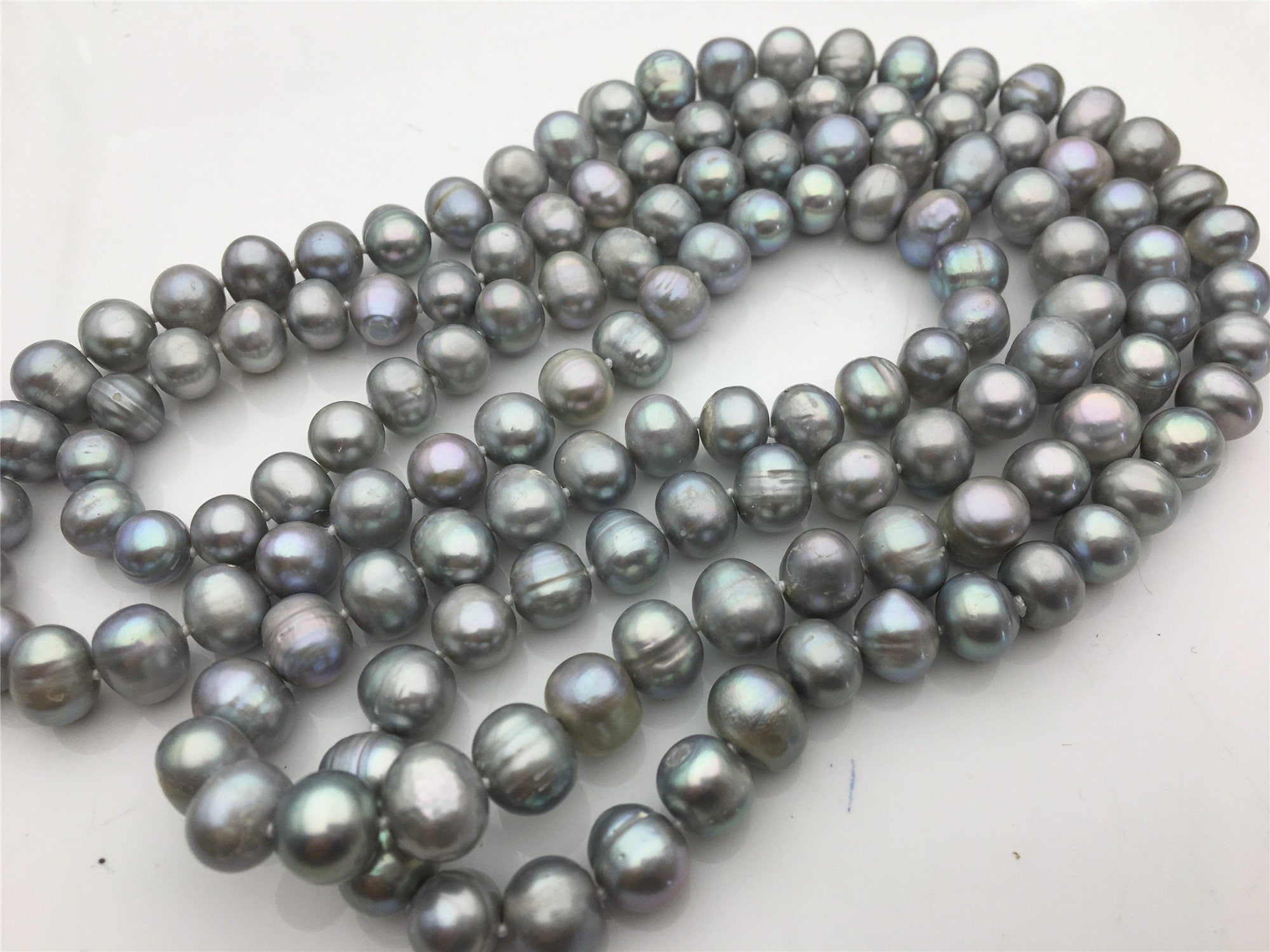 48'' 910mm Gray Pearl Necklacemics colordark gray Etsy