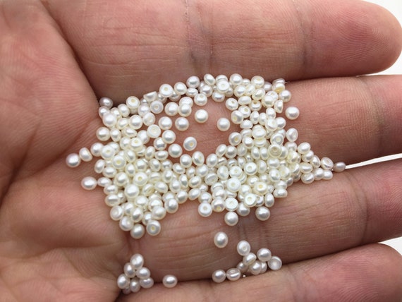 20pcs AAA 2.5-3mm Seed Button Freshwater Pearls,0.7mm Half Hole