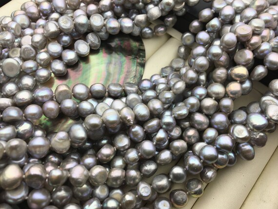 34'' 9x11mm Gray Nugget Pearl Necklace,gray Pearl Necklace