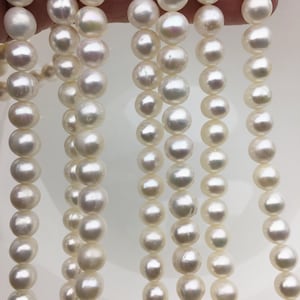 AA 7.4-8.3mm white near round freshwater pearls,large hole,loose pearl beads material ,gift for her necklace,Cultured pearl,RP8-2AY-BDc-3