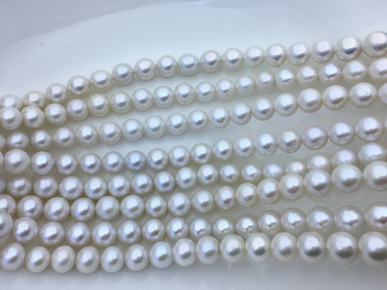 AAA- 9-11mm white round freshwater pearls,full strand,RP9-3A-2 imagen 3