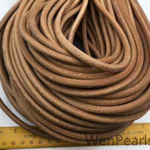 1/2/5/10 yards 6mm Natural Tan Color Round Leather Cord,Wholesale Jewelry Supplies,Distressed Matte Finish,LC6-202 画像 1