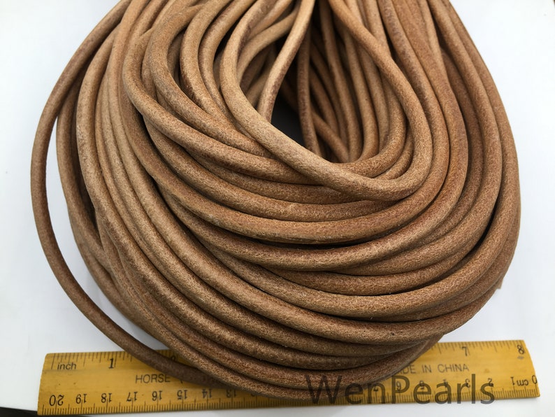 1/2/5/10 yards 6mm Natural Tan Color Round Leather Cord,Wholesale Jewelry Supplies,Distressed Matte Finish,LC6-202 画像 1