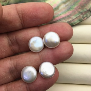 2 paar AAA 11-12,5 mm witte munt losse zoetwaterparels, voor het maken van parelsieraden, 0,9 mm halfgat, COIN11-3A-1