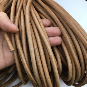 1/2/5/10 yards 6mm Natural Tan Color Round Leather Cord,Wholesale Jewelry Supplies,Distressed Matte Finish,LC6-202 画像 2