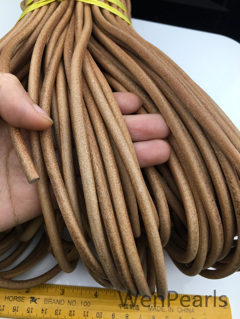 1/2/5/10 yards 6mm Natural Tan Color Round Leather Cord,Wholesale Jewelry Supplies,Distressed Matte Finish,LC6-202 画像 2