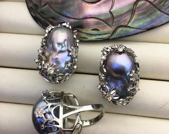 01 15-198143-26 (1) Pearl パール 他 ドラム シンバル スタンド ペダル まとめて セット 楽器 器材 札15 Freshwater Pearl Twist Shank Ring with Diamonds