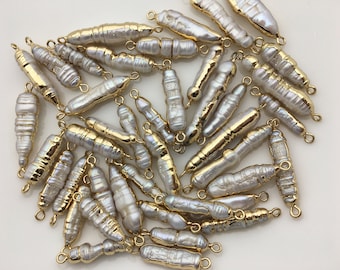 4pcs AA 5-8x22-30mm White Biwa Pearl Double Bail Connector