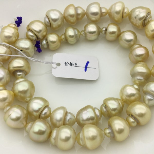 9-11.5mm Genuine South sea pearl,golden color,natural color no dyed,Baroque South sea Pearl Strands,SS14-2A-3-6