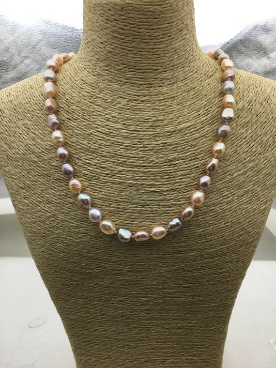 Collier De Perles Naturelles 8-9mm Mélangées Couleurs - Neuf Avec étiquettes