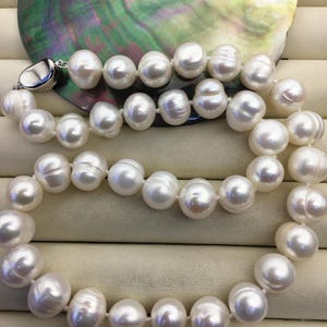 Collar de perlas de agua dulce de 17'' AA+, 10,5-11,5 mm, color blanco, auténticas, naturales, NPN1-095