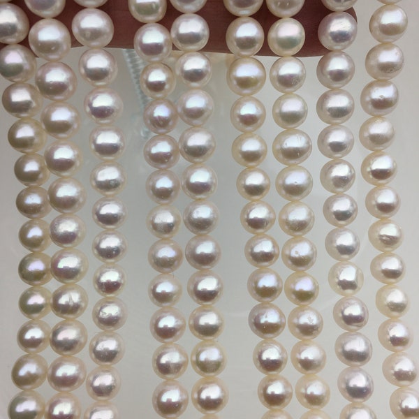 Très brillant ! Perles d'eau douce blanches presque rondes AA+ 8 mm, RP8-2A-1