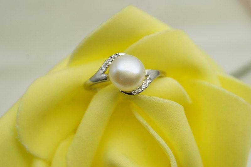 Pearl Promise Ring for Girlsreal Pearl Ringfreshwater Pearl Etsy