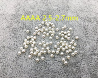 AAAA 2.5-2.7mm white round seed freshwater pearls,no hole,tiny pearl supply,good quality,through hole,RP2-4A-3