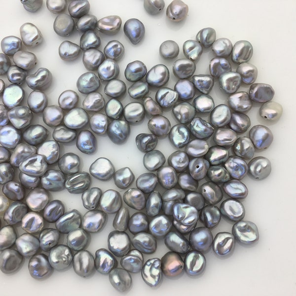 20pcs AAA 6-7mm Gray Keshi freshwater pearls,0.8mm through hole,ZS-127-63-1