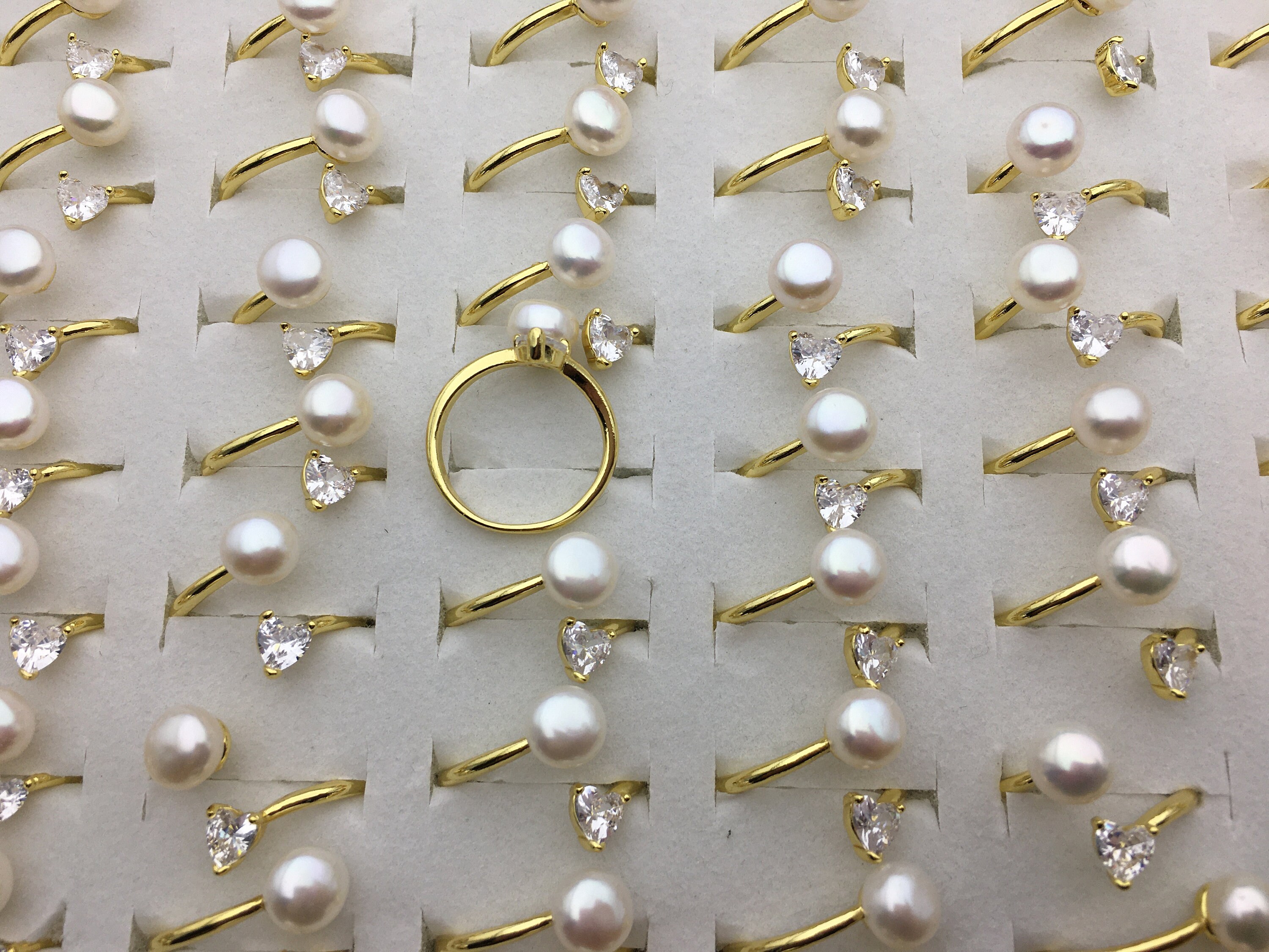 6pcs Gold Open AAA White Pearl Ring,inexpensive Engagement Rings ...