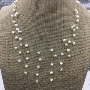 AAA 6-7mm floating necklace,illusion necklace,multistrand necklace,multistrand necklace,peach pearl necklace,NPN3-002