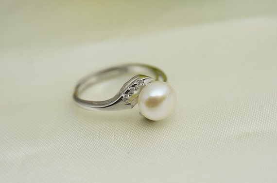 AU SELLER Chic Gorgeous Genuine Pearls Sparkling Ring 0902 