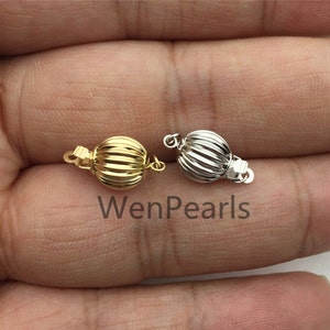 14K Solid Gold Corrugated Bead Safety Clasp,Select Size,wholesale price,ASG-CL-004 image 1