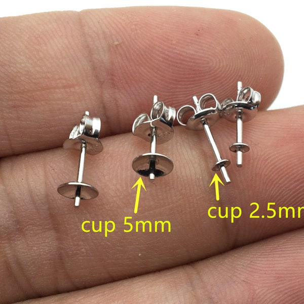 2.5mm/3mm/5mm CUP size sterling silver stud, stud for earrings,ASL-ER-013