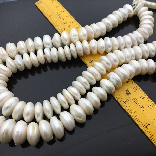 AA 13-16mm White Thick baroque coin freshwater pearls,2mm 3mm large hole Rondelle Pearl Beads,large coin pearls,diy bead,COIN13-T13