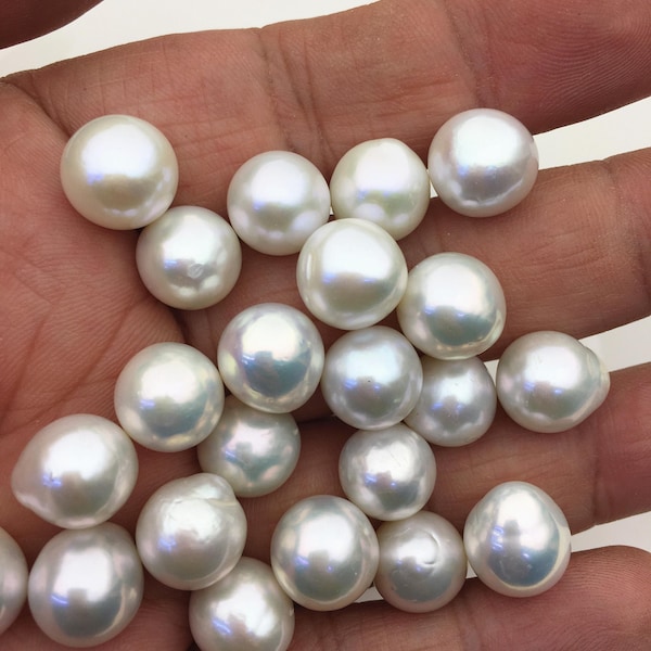 10 pièces AAA 11-12 mm GROSSES perles d'eau douce de riz blanc, sans trou, LR11-3A-2