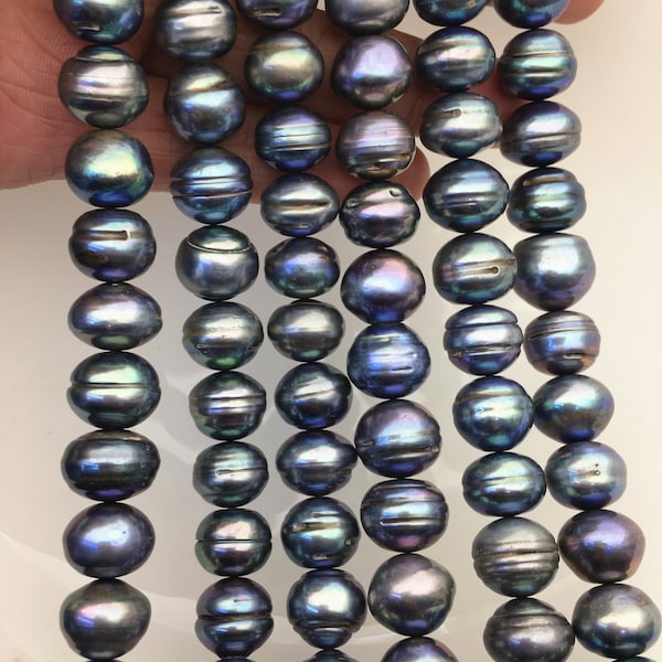 AA 12=14mm Big Green Blue button round freshwater pearl strand,loose freshwater pearl,SM13-T2