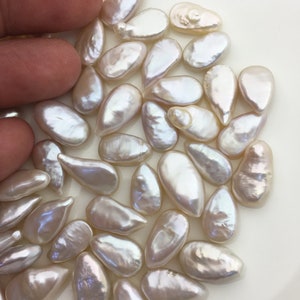20pcs AAA 8-10mm White Teardrop Coin freshwater pearls,diy bead, no hole,COIN10-3A-1-1